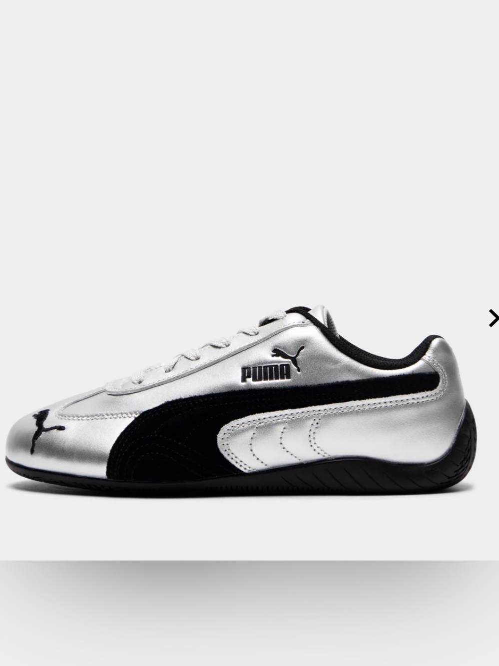 Puma OG SPEEDCAT Silver and Black Low-Profile Sport Sneaker